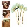 Beaupretty Jade Hair Pins Set with Lotus Flower Tassel Traditional Chinese Decorative Hair Accessories for Women Party Daily Styling view 2