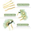 Beaupretty Jade Hair Pins Set with Lotus Flower Tassel Traditional Chinese Decorative Hair Accessories for Women Party Daily Styling view 4
