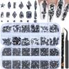 HNUIX Nail Rhinestones - 3D Multi Shape Size, Crystal Mineral Gray Nail Gems, Flat Back, with Kit, for Nail Art, DIY Decorations view 1