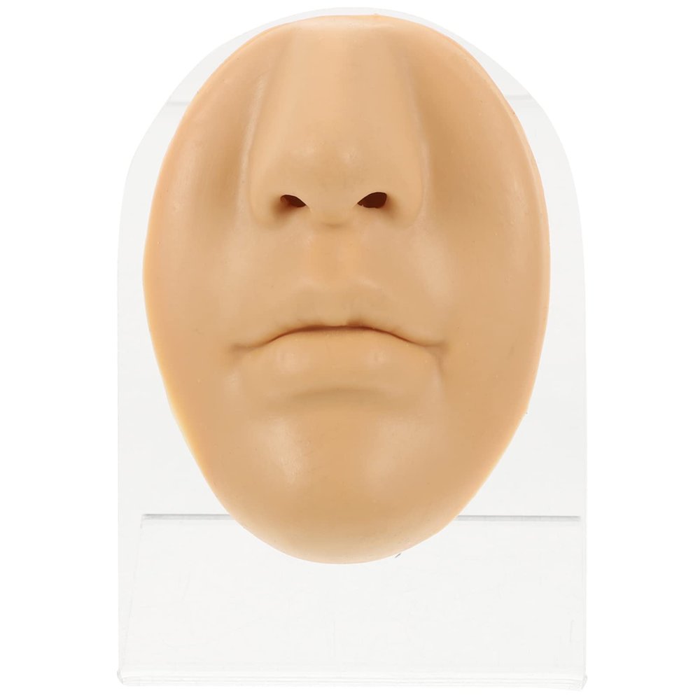 Beavorty 1set Face Model for Piercing Practice Realistic Nose and Mouth Display Training Mannequin Stand for Jewelry Display and Piercing Simulation Skin Tone Finish