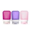 humangear GoToob+ Refillable Silicone Travel Size Bottles with Locking Cap, 3pk Set, Rose/Lilac/Magenta, Small (1.7 fl.oz; 53ml) view 1