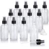 JUVITUS 4 oz Clear Glass Boston Round Bottle with Black Treatment Pump (12 Pack) + Funnel view 1