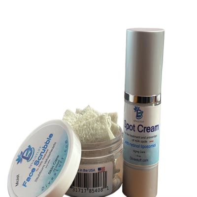 Double Duty Face Scrub and Cream Set for Milk Spots, Whiteheads, Blackheads and Stubborn Clogged Pores By Diva Stuff