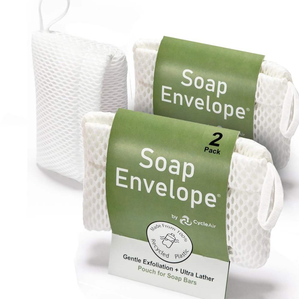 2-Pack Exfoliating Soap Bag Soap Saver Pouch for bar soap, Loofah Bath Scrubber for Bar Soap on a Rope. 2 Different Roughness Levels Gentle + Deep Exfoliator, mesh soap Pocket, bar soap Scrubber