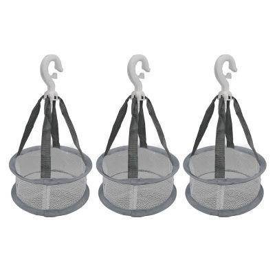 Makeup Brush Drying Rack, 3pcs Hanging Mesh Dry Net Mini Ventilated Windproof Drying Rack Basket Dryer for Makeup Brushes Tools (Grey)