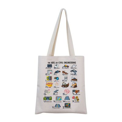 MNIGIU Civil Engineer Alphabet Tote Bag - The ABC's of Civil Engineering Graduation Gift for Female Engineer