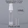 LXLK 48 Pcs 10ML Empty Refiilable Airless Vacuum Spray Bottle Clear Plastic Pump Press Bottle Perfume Vials Fine Mist Spray Bottles for Essential Oil Samples Portable Travel Atomizer view 2