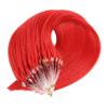 100% Remy Human Hair Extensions Micro Ring Loop Bead Tipped Hair,Straight Micro Ring Human Hair Extensions,50g 50 Strands,Red,16inch view 3