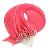 100% Remy Human Hair Extensions Micro Ring Loop Bead Tipped Hair,Straight Micro Ring Human Hair Extensions,50g 50 Strands,Pink,20inch view 3