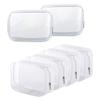 6 Pack Clear Toiletry Carry Pouch with Zipper Portable Plastic Waterproof Cosmetic Bag TSA Approved for Vacation Travel Bathroom and Organizing (White, Large) view 1