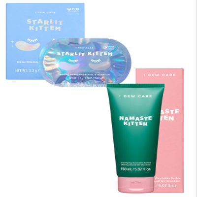 I DEW CARE Hydrogel Eye Patch - Starlit Kitten, 5 EA + Face Cleanser - Namaste Kitten, 5.07 Fl Oz Bundle