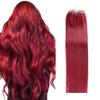 100% Remy Human Hair Extensions Micro Ring Loop Bead Tipped Hair,Straight Micro Ring Human Hair Extensions,50g 50 Strands,Burgundy,24inch view 1