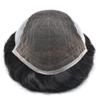 Curve Hair Toupee for Men Human Hair Replacement System Transparent Lace Mens Toupee Wigs Bleached Knots Natural Hairline PU Skin Hair Piece Unit for Men (6''X8'', #1B Off Black) view 4