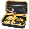 Case Compatible with Hair Clipper Barber, Trimmer Travel Storage Organizer for T Finisher Liner, Comb Cutting Guide, Clipper Blade Oil, Cleaning Brush and Other Grooming Kit - Black Case+Gold Zipper view 1