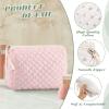 Sweetude 6 Pcs Quilted Makeup Bag Cotton Cosmetic Bag Cute Flower Aesthetic Large Floral Makeup Pouch Coquette Travel Toiletry Kawaii Stuff supplies for Women Girls view 3