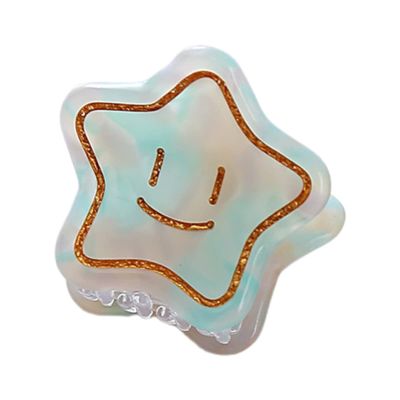 Star Shape Hair Clips,Cellulose Acetate Hair Clips,Small Claw Clips for Girl,Hair Accessories,Pack of 5,Cyan