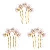 Beaupretty Vintage Chinese Hair Stick Set 3 Pieces Jade Flower Hair Chopsticks Traditional Petal Pin Styling Accessories for Women and Girls view 1
