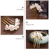 Beaupretty Vintage Chinese Hair Stick Set 3 Pieces Jade Flower Hair Chopsticks Traditional Petal Pin Styling Accessories for Women and Girls view 2