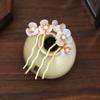Beaupretty Vintage Chinese Hair Stick Set 3 Pieces Jade Flower Hair Chopsticks Traditional Petal Pin Styling Accessories for Women and Girls view 4