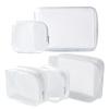 5 Pack Clear Plastic Zippered Toiletry Carry Pouch TSA Approved Toiletry Bag Portable Cosmetic Makeup Bag for Vacation, Bathroom and Organizing (White, Mixed Size) view 1