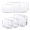 6 Pack Clear Toiletry Carry Pouch with Zipper Portable Plastic Waterproof Cosmetic Bag TSA Approved for Vacation Travel Bathroom and Organizing (White, Small and Large) view 1