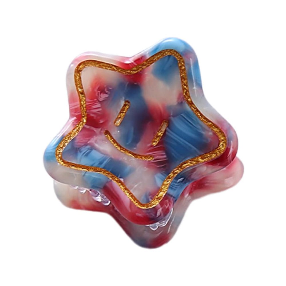 Star Shape Hair Clips,Cellulose Acetate Hair Clips,Small Claw Clips for Girl,Hair Accessories,Pack of 5,Multi