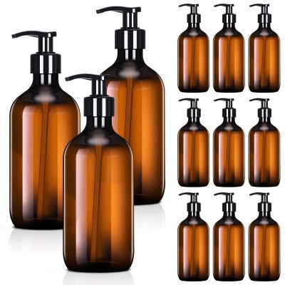 Tessco for you 12 Pack Amber Soap Dispenser Empty Plastic Pump Bottles Dispenser Refillable Shampoo Container for Hand Sanitizer Soap Lotion Body Wash Conditioner Bathroom Kitchen Travel(8.5 oz)