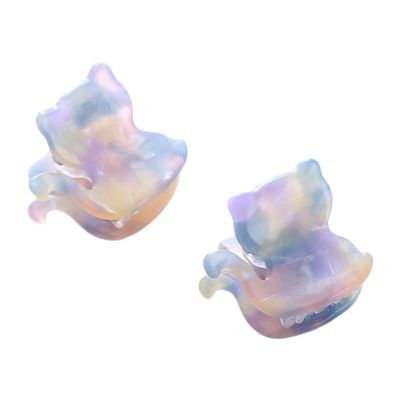 Cute Kitten Hair Clips,Cellulose Acetate Hair Clips,Small Claw Clips for Girl,Hair Accessories,Pack of 6,Purple Blue