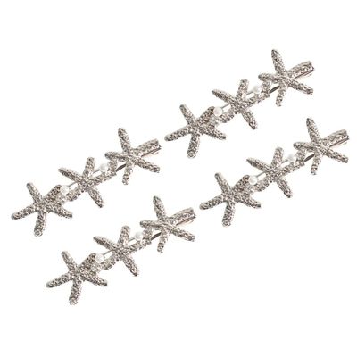 Lurrose 4pcs Star Hair Clips Imitation Pearl Inlay Elegant Barrettes for Women for Weddings Parties and Daily Use Stylish Hair Accessories for Ladies