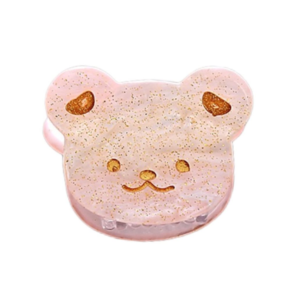 Cute Bear Head Hair Clips,Cellulose Acetate Hair Clips,Small Claw Clips for Girl,Hair Accessories,Pack of 6,Apricot