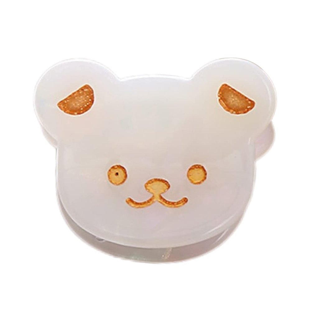 Cute Bear Head Hair Clips,Cellulose Acetate Hair Clips,Small Claw Clips for Girl,Hair Accessories,Pack of 6,White