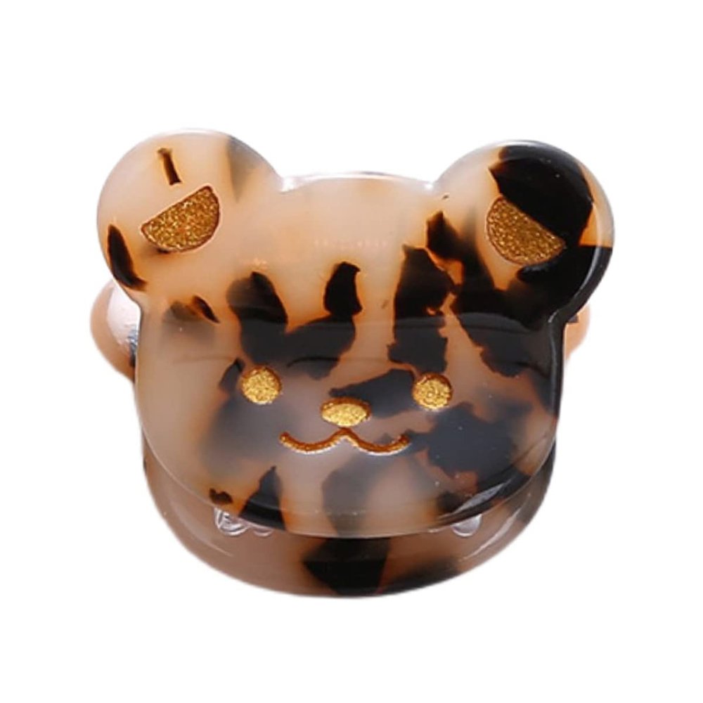 Cute Bear Head Hair Clips,Cellulose Acetate Hair Clips,Small Claw Clips for Girl,Hair Accessories,Pack of 6,Shell