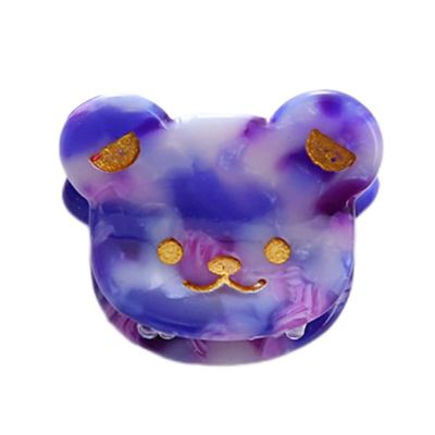 Cute Bear Head Hair Clips,Cellulose Acetate Hair Clips,Small Claw Clips for Girl,Hair Accessories,Pack of 6,Royal Blue