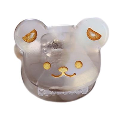 Cute Bear Head Hair Clips,Cellulose Acetate Hair Clips,Small Claw Clips for Girl,Hair Accessories,Pack of 6,Grey