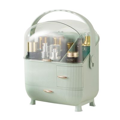 Benshukam Portable Multi-Function Make Up Case Dustproof Cosmetic Storage Box High Transparency Cosmetic Display Cases Cosmetics Skin Care Products Jewelry Organizer Case Finishing Box