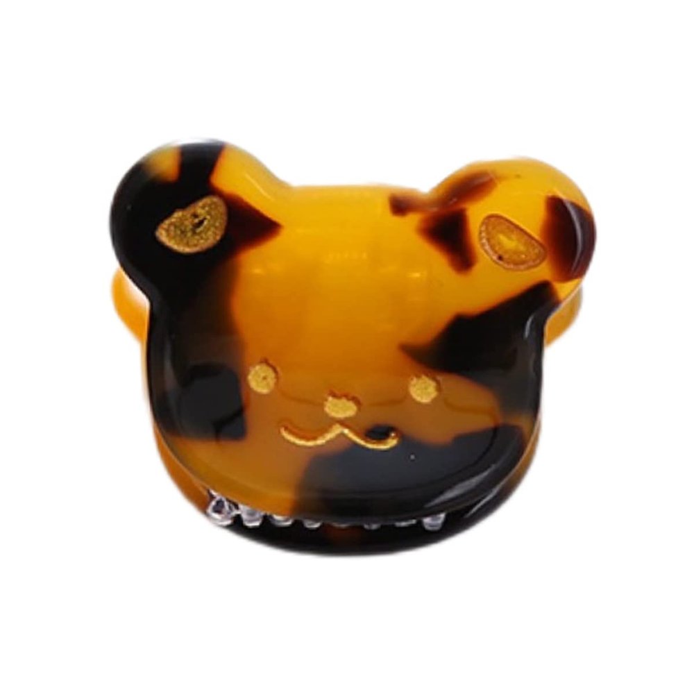 Cute Bear Head Hair Clips,Cellulose Acetate Hair Clips,Small Claw Clips for Girl,Hair Accessories,Pack of 6,Brown