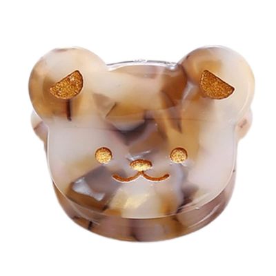 Cute Bear Head Hair Clips,Cellulose Acetate Hair Clips,Small Claw Clips for Girl,Hair Accessories,Pack of 6,Coffee