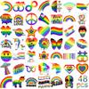 48 PCS Gay Pride Tattoos Temporary, Rainbow Face Tattoos Stciekrs For Women Men Adults, Temp Bulk Fake LGBT LGBTQ Pride Face Tattoo Accessories, Equality Parade Festival Party Celebrations view 1