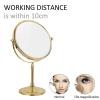 NERDOH Standing Makeup Mirrors, 8 Inch Double Sided Brass Countertop Vanity Mirror with Magnifying, Tabletop Rotatable Shaving Mirrors,Gold,10X view 2