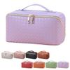 ANIEJUFI Large Capacity Travel Cosmetic Bag Makeup Bag Women Portable Checkered Makeup Organizer Bags Toiletry Bag with Handle and Dividers, Purple view 1