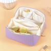 ANIEJUFI Large Capacity Travel Cosmetic Bag Makeup Bag Women Portable Checkered Makeup Organizer Bags Toiletry Bag with Handle and Dividers, Purple view 2