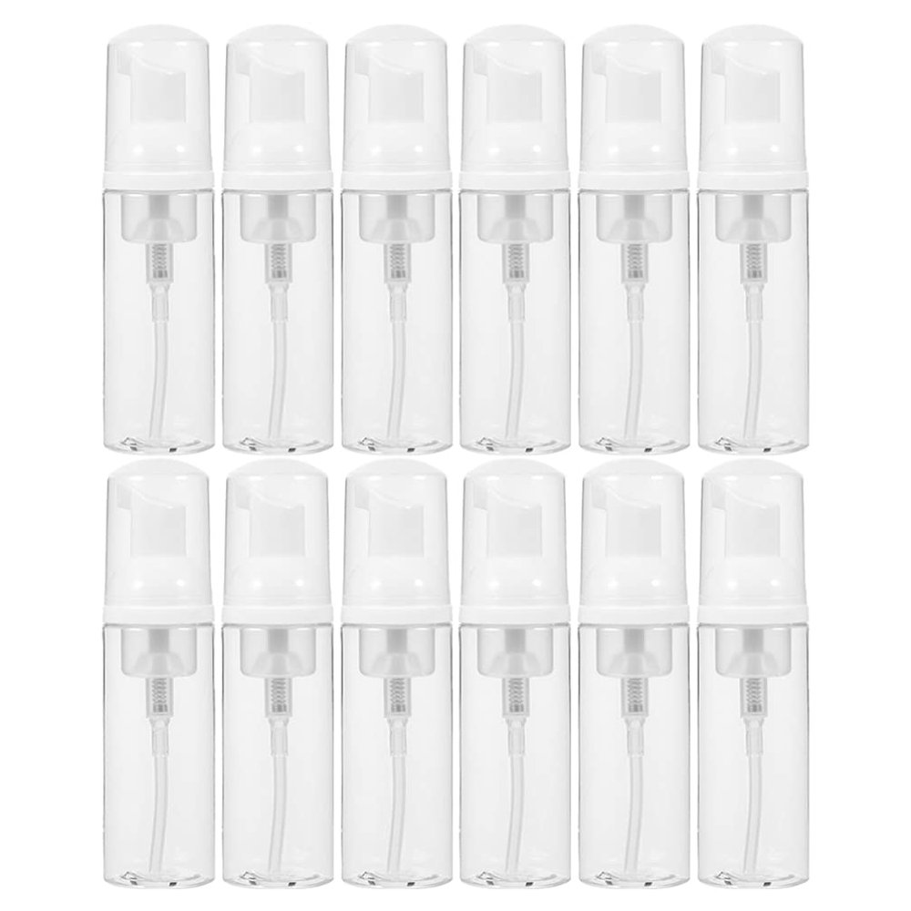 Uonlytech 12pcs Transparent Foaming Bottles Travel Soap Dispenser for Liquid Soap Facial Cleanser Shampoo Leak Pump Containers Go Use