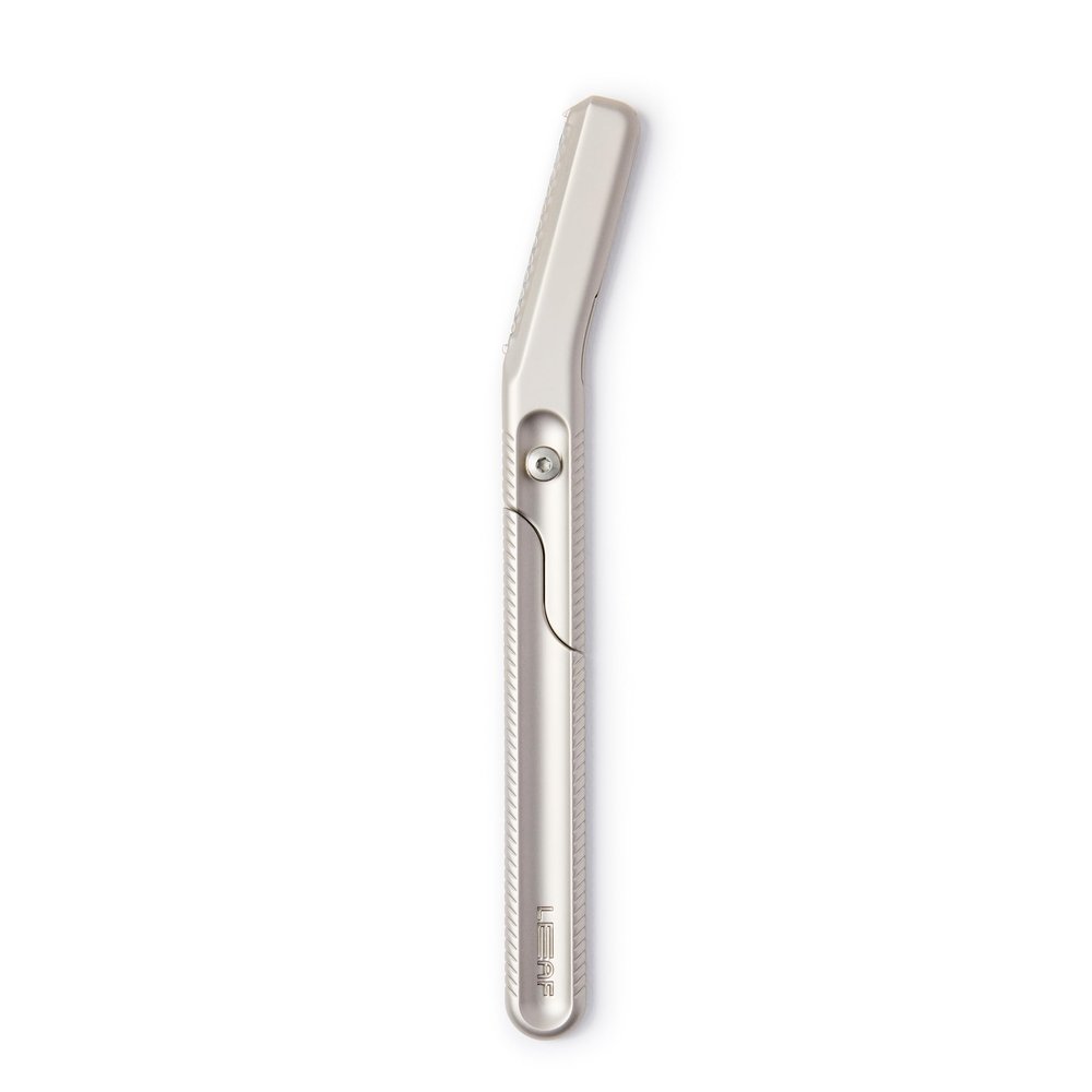 Leaf Shave | Leaf Dermaplaner, All-Metal Reusable Dermaplane Razor and Exfoliating Tool for Women, Includes Precision Clip and Two Refills - Silver