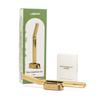 Leaf Shave | Leaf Dermaplaner Kit, All-Metal Reusable Dermaplane Razor and Exfoliating Tool for Women, Includes Matching Stand and 10-Pack of Refills - Gold view 1