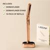 Leaf Shave | Leaf Dermaplaner Kit, All-Metal Reusable Dermaplane Razor and Exfoliating Tool for Women, Includes Matching Stand and 10-Pack of Refills - Gold view 2