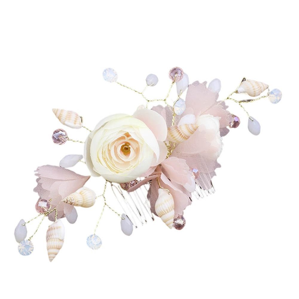 BIUDECO Flower Hair Comb for Bride Elegant Wedding Hair Insert Comb with Floral Design for Special Occasions Bridal Accessory