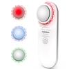 Electric Face Massager, Portable Hot and Cold Facial Massage Tools for Skin Care, Heating and Cooling Device with Multi-Color and Vibration, Deep Cleansing Tool with Base, Gifts for Women (White) view 1