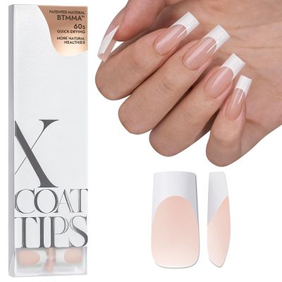 BTArtboxnails Soft Gel Nail Tips - 150pcs Long Square French Tip Press on Nails Nude Acrylic Nail Tips Kit Fake Nails Supplies Glue on Nails Extension Tips for Professional Use
