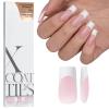 BTArtboxnails French Tip Press on Nails - XCOATTIPS White French Tip Nails, Pink Long Square Nail Tips, Soak Off Acrylic Fake Nails Extensions view 1