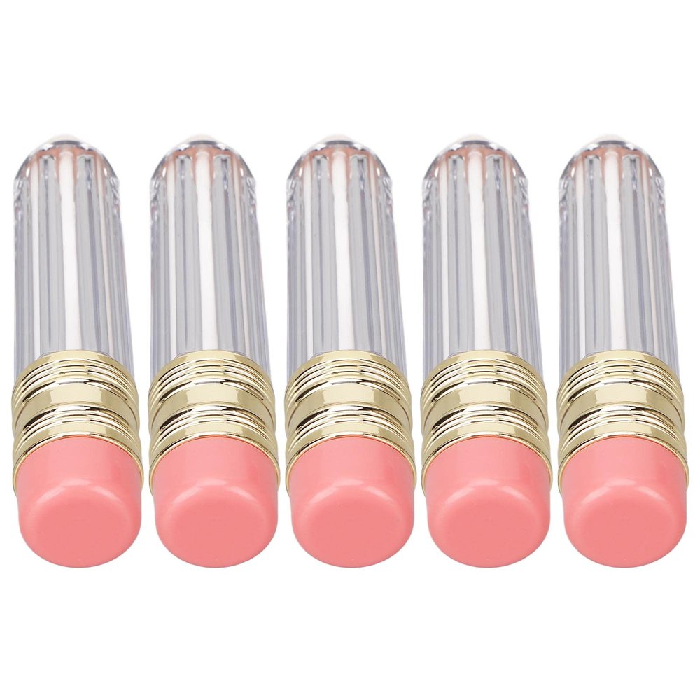 Aatraay 5PCS 5ml Pencil Shaped Empty Lip Gloss Tube Container, Mini Reusable DIY Refillable Lip Oil Bottles for Women Girls